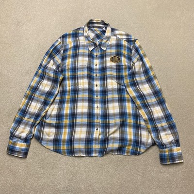 Harley-Davidson Hemd Damen 2XL Blau Gelb H-DMC Karo Kariert Biker