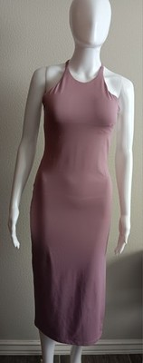 Bombshell Sportswear Mauve Strappy Backless Side Slit Bodycon Midi Dress Size M