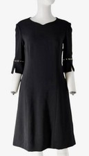 Versace Black Studs Sleeve Heart V Neck Mini Cocktail Dress Made in Italy 38 NWT