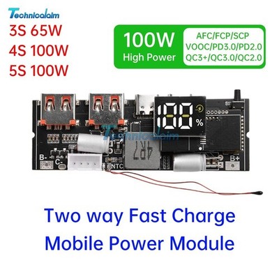 3S 4S 5S 65W 100W 4-USB Dual way Fast Charging Module Power Bank Circuit Board