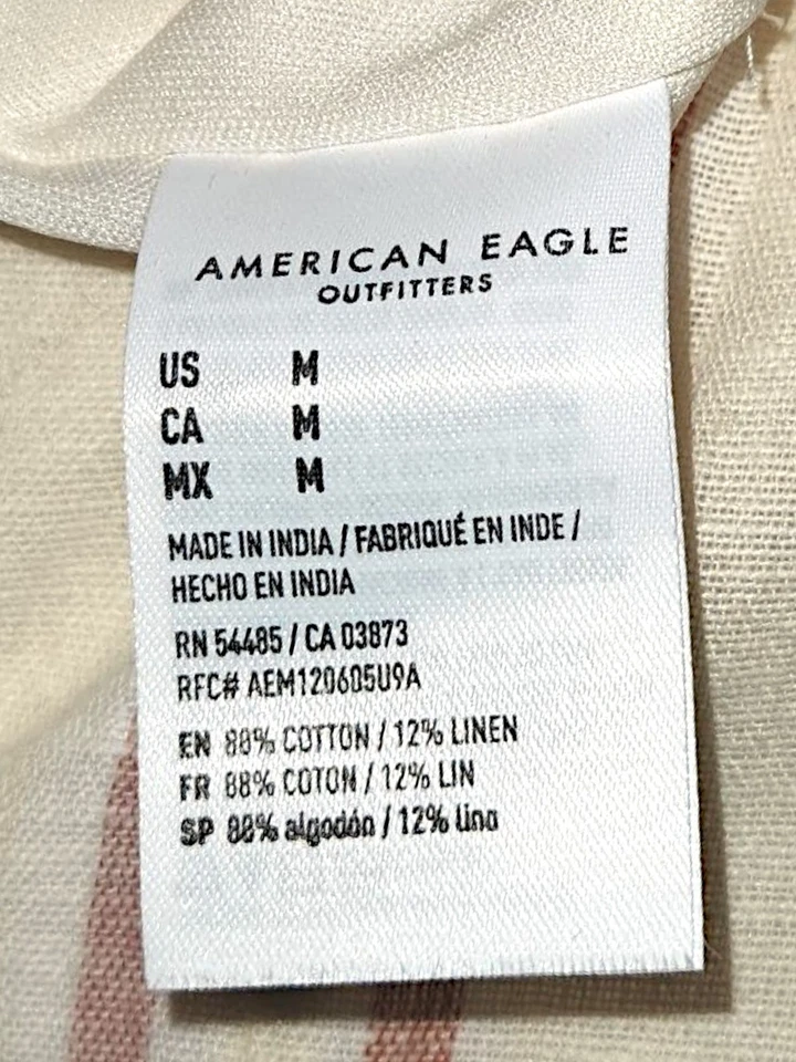 American Eagle 中号亚麻混纺宽腿布贴袋 格兰诺拉海滩 — 第 4/4 张图片