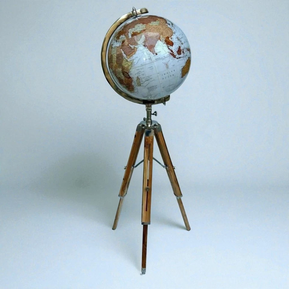 Big Floor World Globe 可调节木制三脚架 12 英寸 Atlas 装饰 — 第 2/4 张图片