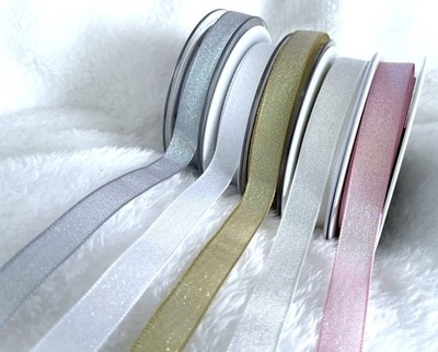 Berisfords DAZZLE Metallic Lurexband Hochzeitssträuße - 5 Farben - 4 Breiten