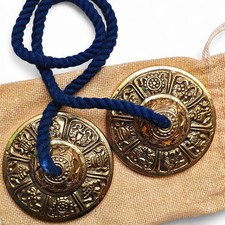 Platillos tibetanos Tingsha - 8 símbolos auspiciosos | Campana de curación y meditación con sonido
