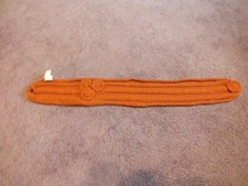 Knit Headband Ear Warmer Flowers Burnt Orange Snap Closure 19x 3.5 Unstretched