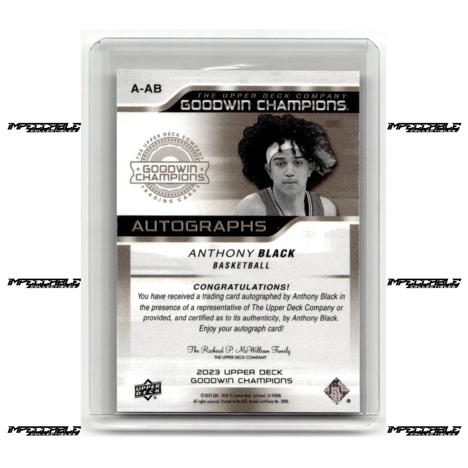 2023 UD Goodwin Champions - #A-AB Anthony Black Rookie Auto - Image 2 of 2
