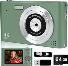 Digital Camera FHD 1080P with 64GB Card,44Mp Point and Shoot Kids Camera with an
