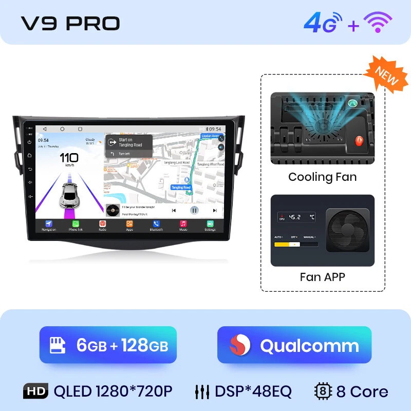 6+128GB Für Toyota RAV4 2006-2012 Autoradio Android 14 Apple Carplay GPS Navi BT - Bild 3 von 4