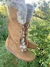 Ann Taylor Loft Chukka Faux Fur Leather Wedges Platforms Warm Boots 8 ❤️sj15m3