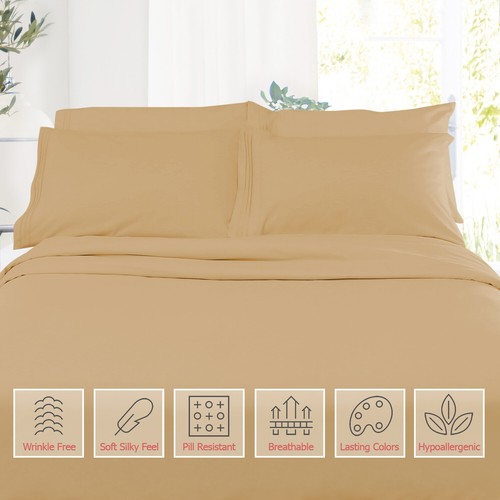 Double Brushed Soft Microfiber Hotel Style Bed Sheets, Deep Pocket Sheet Set - Picture 112 of 360