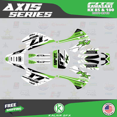 Graphics Kit for  Kawasaki KX85 KX100 (2001-2013) KX 85KX 100 Axis - Green White