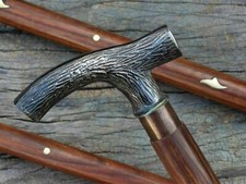 Walking Cane Brass Handle Antique Wooden Stick Fashion Prop gift for dad Vintage