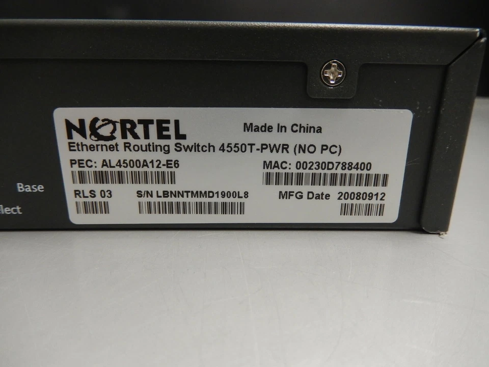 Nortel Avaya 4550T-PWR AL4500A12-E6 48-Port PoE Ethernet Routing Switch - Image 4 of 4