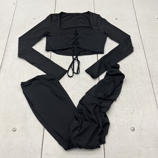 Shein Black 2 Piece Long Sleeve  Leggings Set Women's Size Large NEW