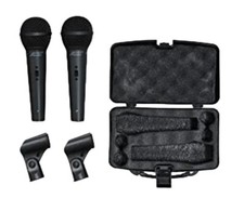 Audio 2000s APM1067B 2 Dynamic Microphone and 2 Clips with Carrying Case