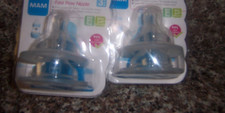Mam 2 months medium flow baby bottle nipples New lot green tub