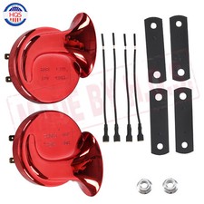 Pair Red Universal Car Horn Auto Horn 12V Horn Waterproof High Low Tone 120DB