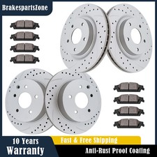Fit for Nissan Maxima Front Rear Brake Rotors Brake Pads Drilled Slotted Brakes