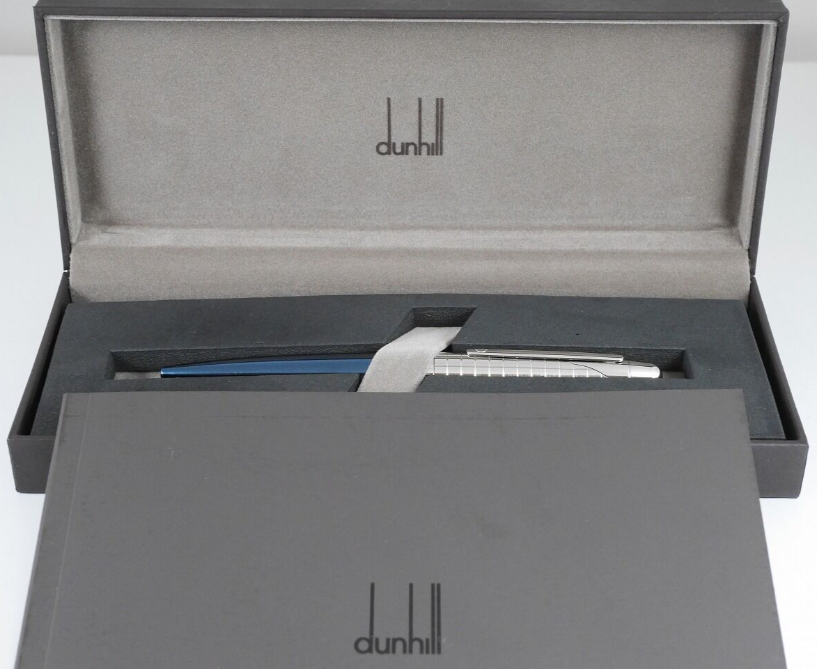 dunhill AD1800 Metallic Blue and Grid Ballpoint Pen (NEAR MINT