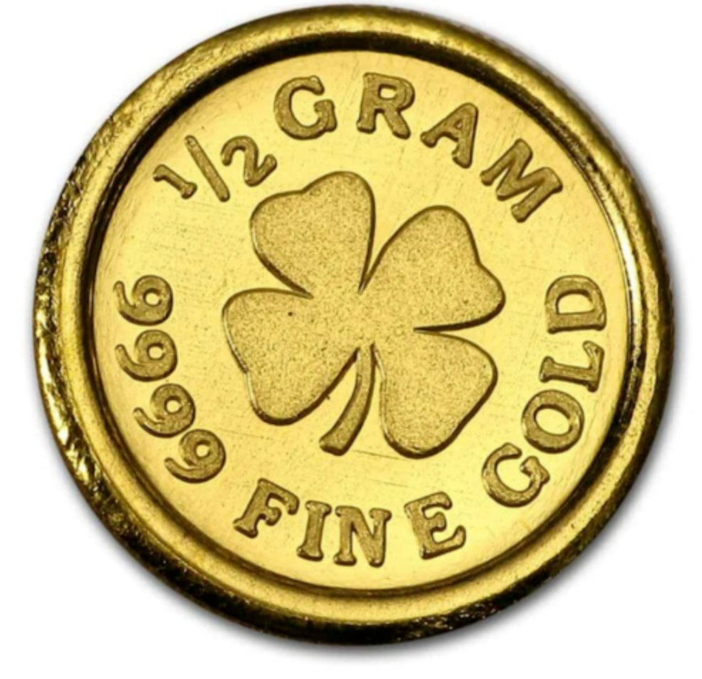 1/2 gram .9999 fine Gold Round-Lucky 4 Leaf Clover-in capsule | eBay