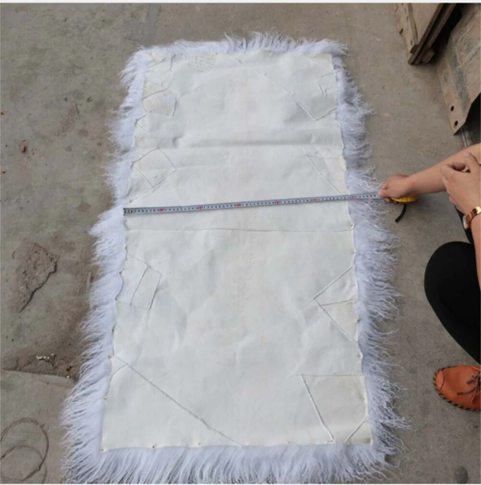 1 PIEZA ALFOMBRA MANTA PIEL DE CORDERO MONGOL PIEL DE OVEJA PIEL TIBETANA REAL BLANCA Foto 3 de 4