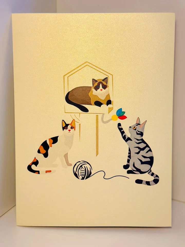 Tarjetas Pop Origami Madera Gato Árbol Purrrfect Tarjeta de Cumpleaños para Todo Gato Loco Amor Foto 4 de 4