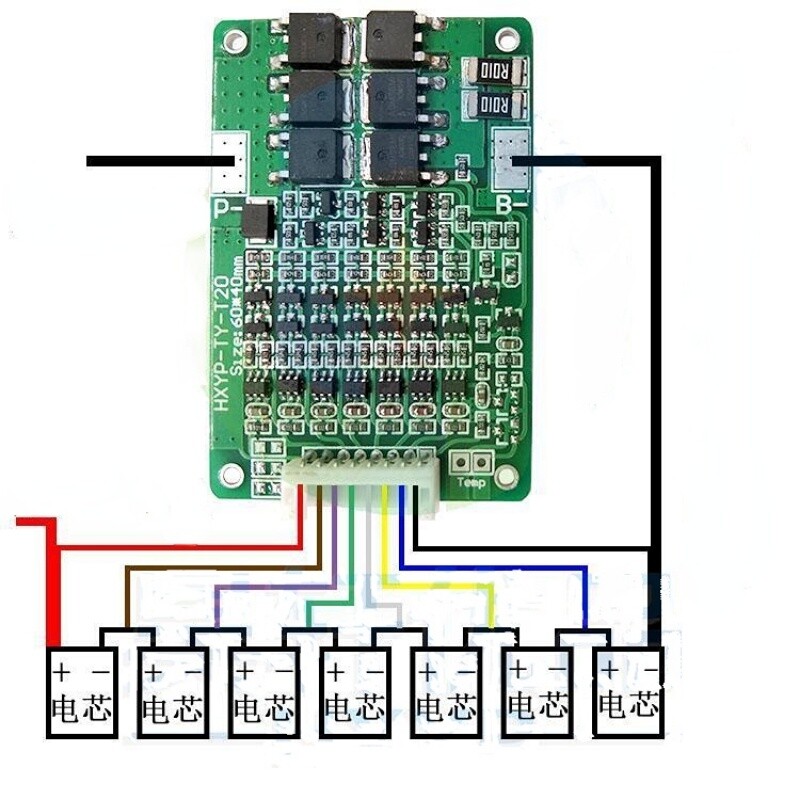 BMS 7S 16A Pour Batterie Lithium 24V – Protection Contre Surcharge, Décharge Et Court-circuit