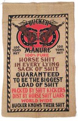 BUCKER HORSE **** BURLAP BAG 042 PRINTED bags sack storage hanging MANURE CRAP