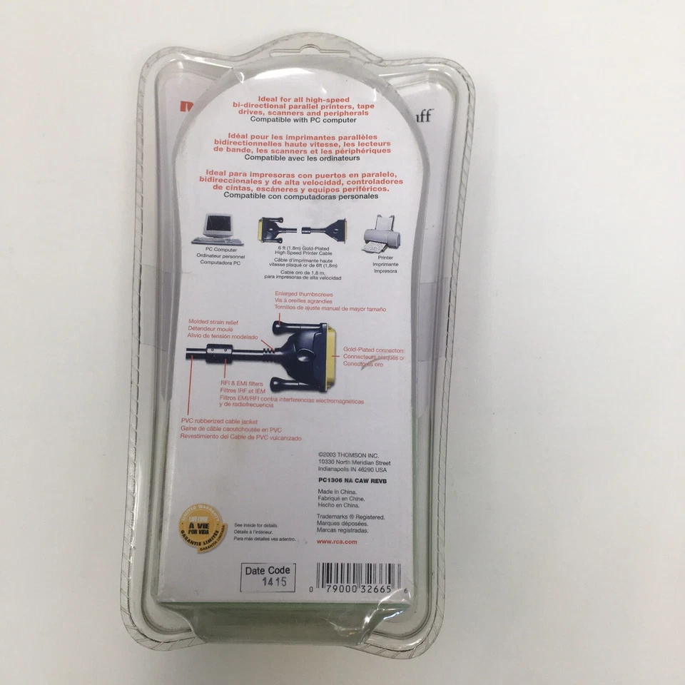 RCA PC1306 IEEE 1284 Printer Cable (6 ft) - Image 2 of 4