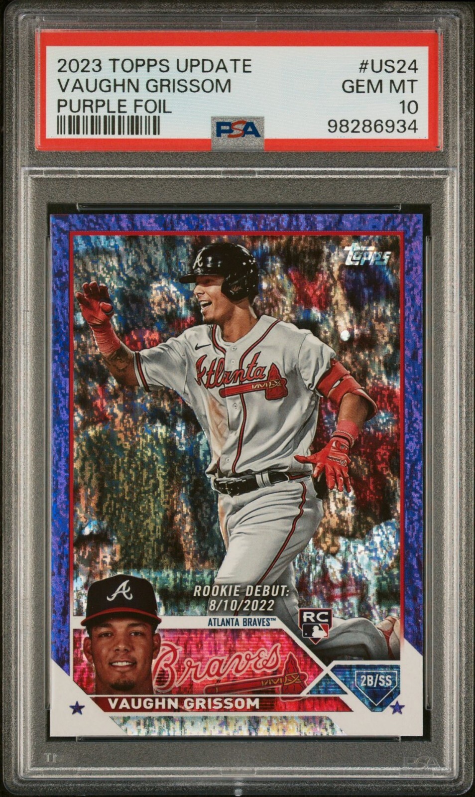 2023 Topps Update Vaughn Grissom Purple Foil Rookie RC #/799 Atlanta ~ PSA 10