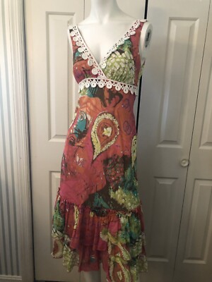 white christmas dresses Trina Turk Women's Mirage Crochet Bandeau Midi Dress Size Large