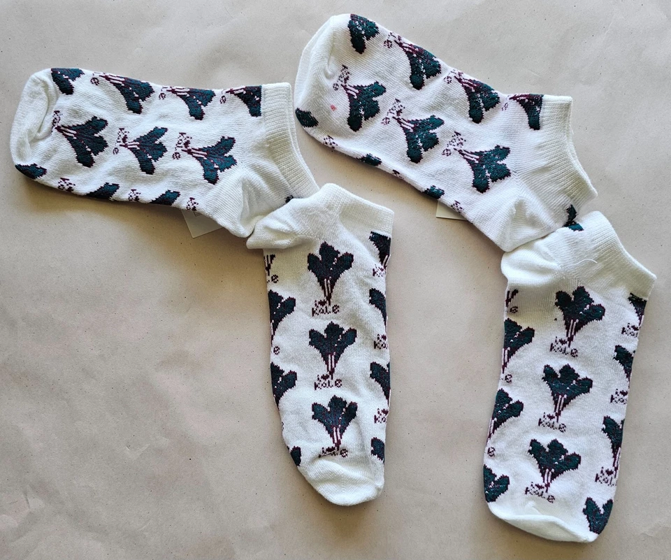 2双Xhilaration羽衣甘蓝/蔬菜低切袜适合尺寸4-10-Brassica oleracea — 第 2/4 张图片