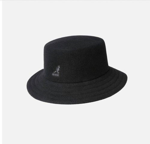 Kangol Black Wool Rap Bucket Hat NWT M 