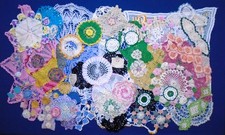 Large Lot 45  Vintage Crocheted Doilies -Various Colors  Sizes -Lot 18