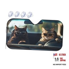 Windshield Sun Shade Funny Cat Driving Car Car Front S:51x27.5 inch A0933