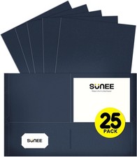 Folders with Pockets 25 Pack, Dark Blue , 2 Pocket Folders Fit Letter Size Paper