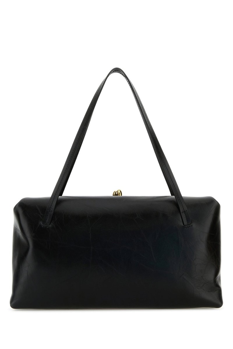 JIL SANDER Goji Pillow Medium Black Leather Shoulder Bag New