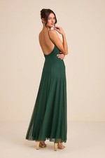 Lulus #494 Atori Dark Green Mesh Sleeveless Maxi Dress