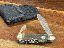 BOKER 364 WINE BARREL OAK WOOD KNIFE CORK SCREW BOTTLE OPENER SOLINGEN GERMANY