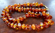 vintage 22" Baltic Amber up to 20mm wide bead necklace hand knotted -819