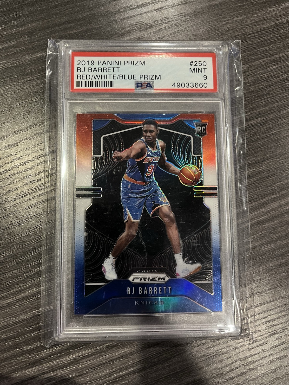 2019-20 Panini Prizm Rookie Red White & Blue Prizm RJ Barrett RC #250 PSA 9 Mint