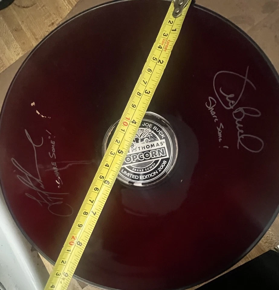 Dale & Thomas Glass Popcorn Bowl Ltd 2008 firmado Troy Aikman & Joe Buck 9 pulgadas Foto 2 de 4