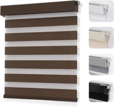 No Drill Zebra Blinds for Windows, Cordless Day & Night Dual Sheer Roller Shades