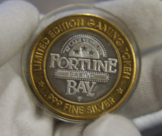 Fortune Bay NV Casino $10 Gaming Token .999 Fine Silver Strike..