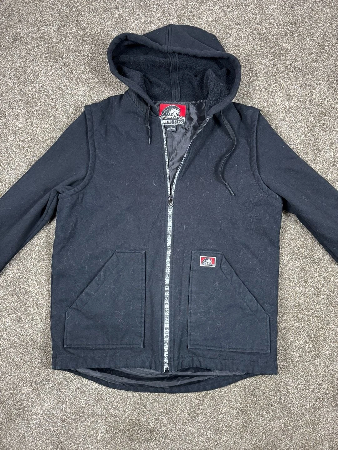Lurking Class Zip Up Work Jacket Size S Black Canvas - product detail image 1