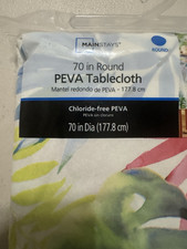 Tablecloth-Mainstays 70 in Round PEVA, Chloride-Free Tropical Floral Nature