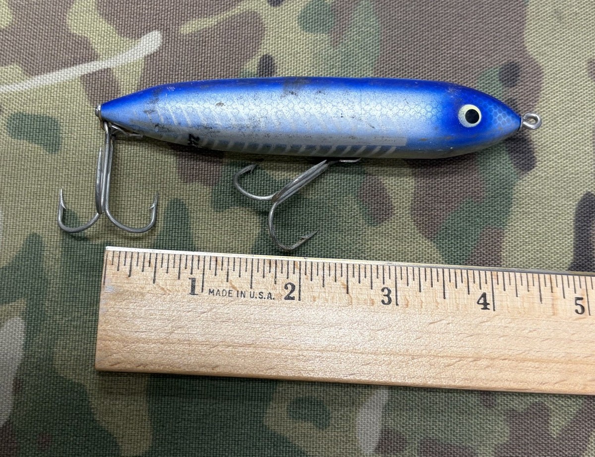 Vintage Original Heddon Zara Spook In A Rare Color Silver Black LOOK