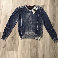 Buffalo David Bitton Men's V-neck Sweater Wool Cotton Midnight Blue Size L