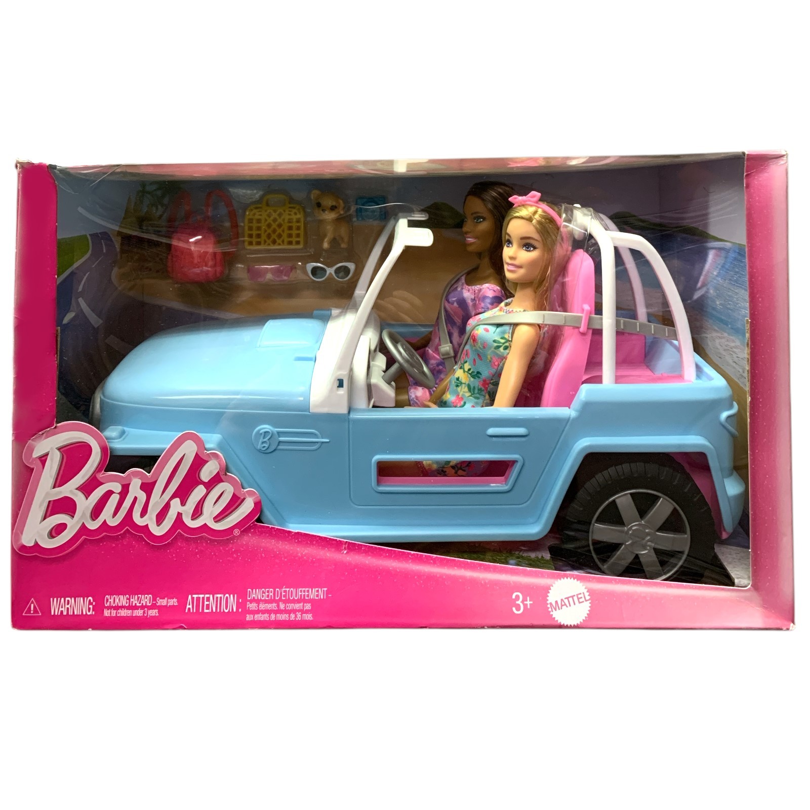 Barbie & Friends Blue Jeep Vehicle Playset with Accessories,