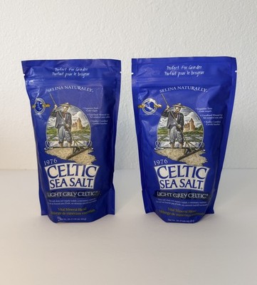 Celtic Sea Salt Light Grey 2 Pack 1 lb Selina Naturally Mineral Rich Fine